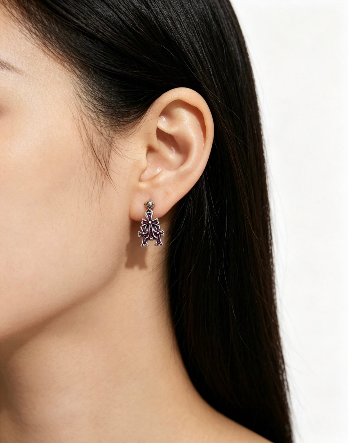 Signature Emblem Statement Earrings in Polished Metal-Tone – Design 020 main product view