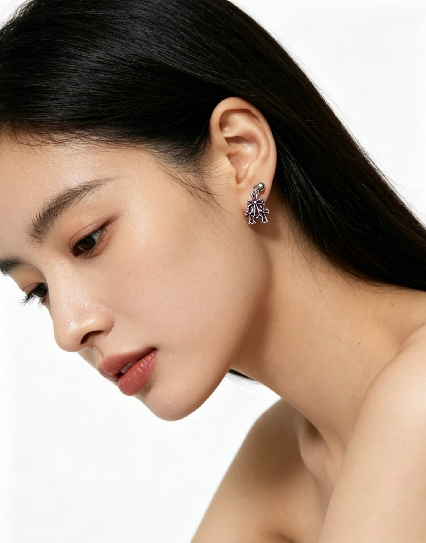 Cross Statement Earrings in Metal-Tone – Design 11 front product view