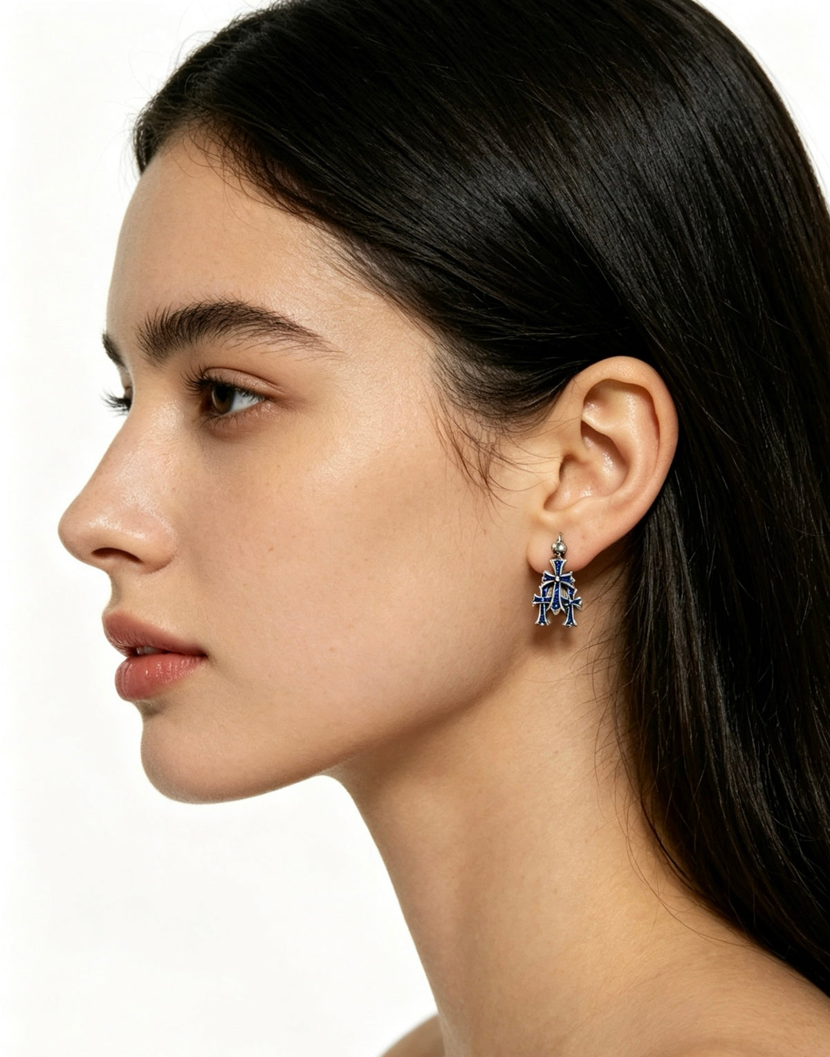 Cross Statement Earrings in Metal-Tone – Design 10 detail view