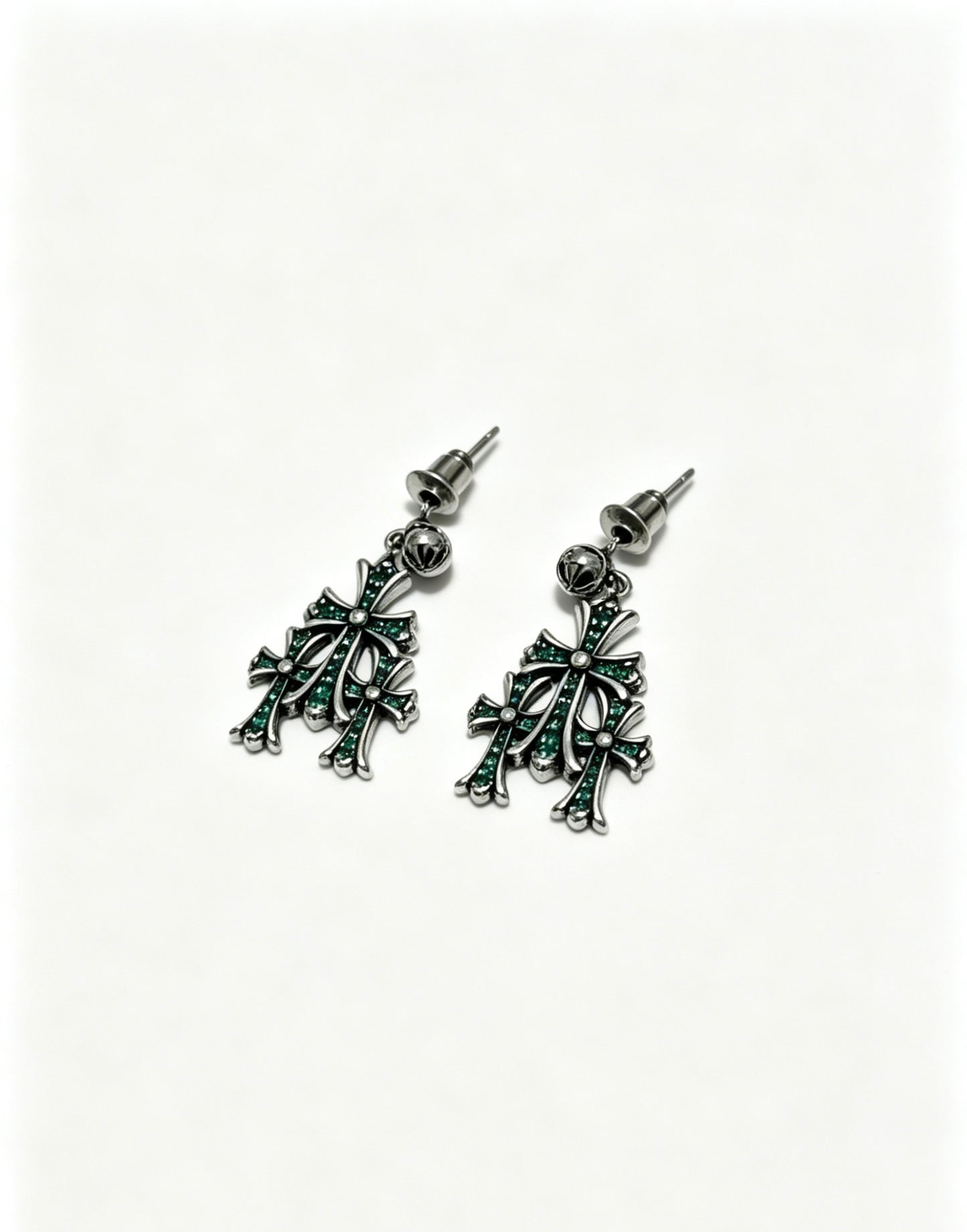 Cross Statement Earrings in Metal-Tone – Design 09 main product view