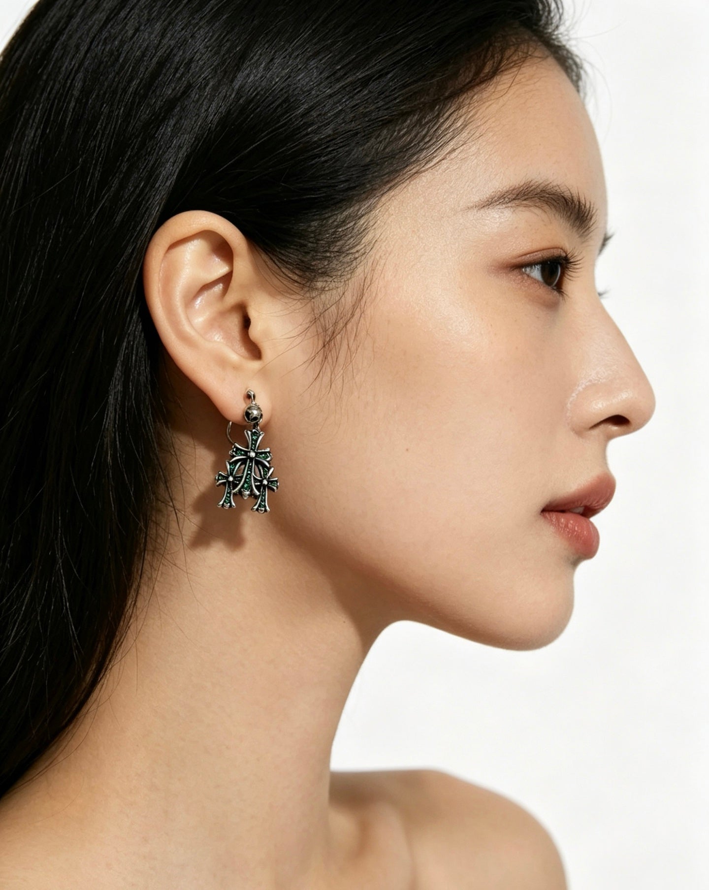 Signature Emblem Statement Earrings in Polished Metal-Tone – Design 018 main product view