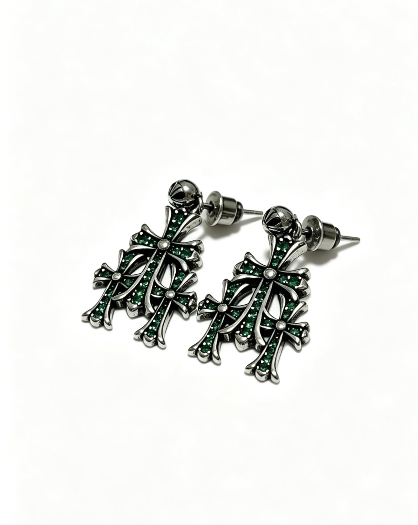 Signature Emblem Statement Earrings in Polished Metal-Tone – Design 018 detail view