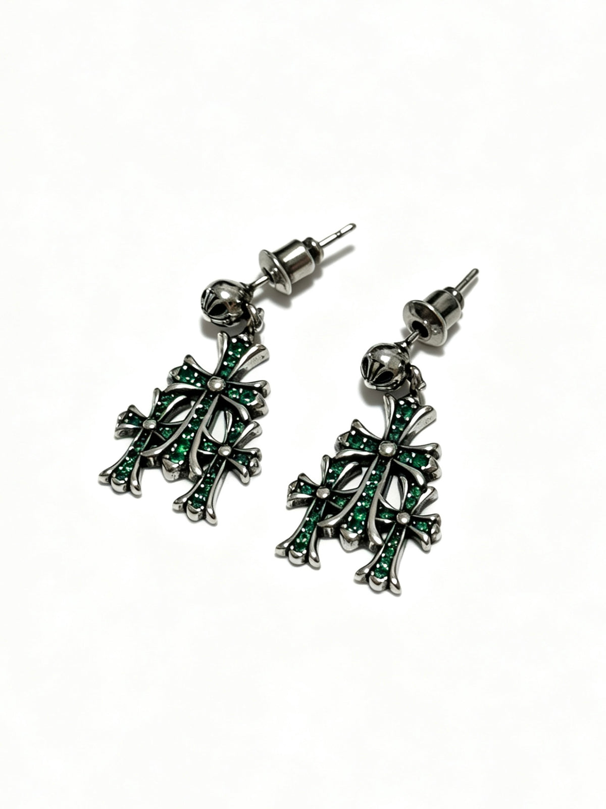 Signature Emblem Statement Earrings in Polished Metal-Tone – Design 018 front product view