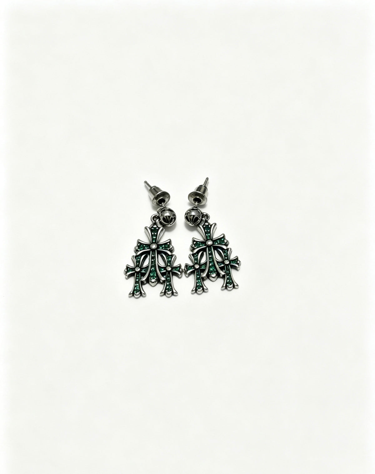 Signature Emblem Statement Earrings in Polished Metal-Tone – Design 018 styled product view