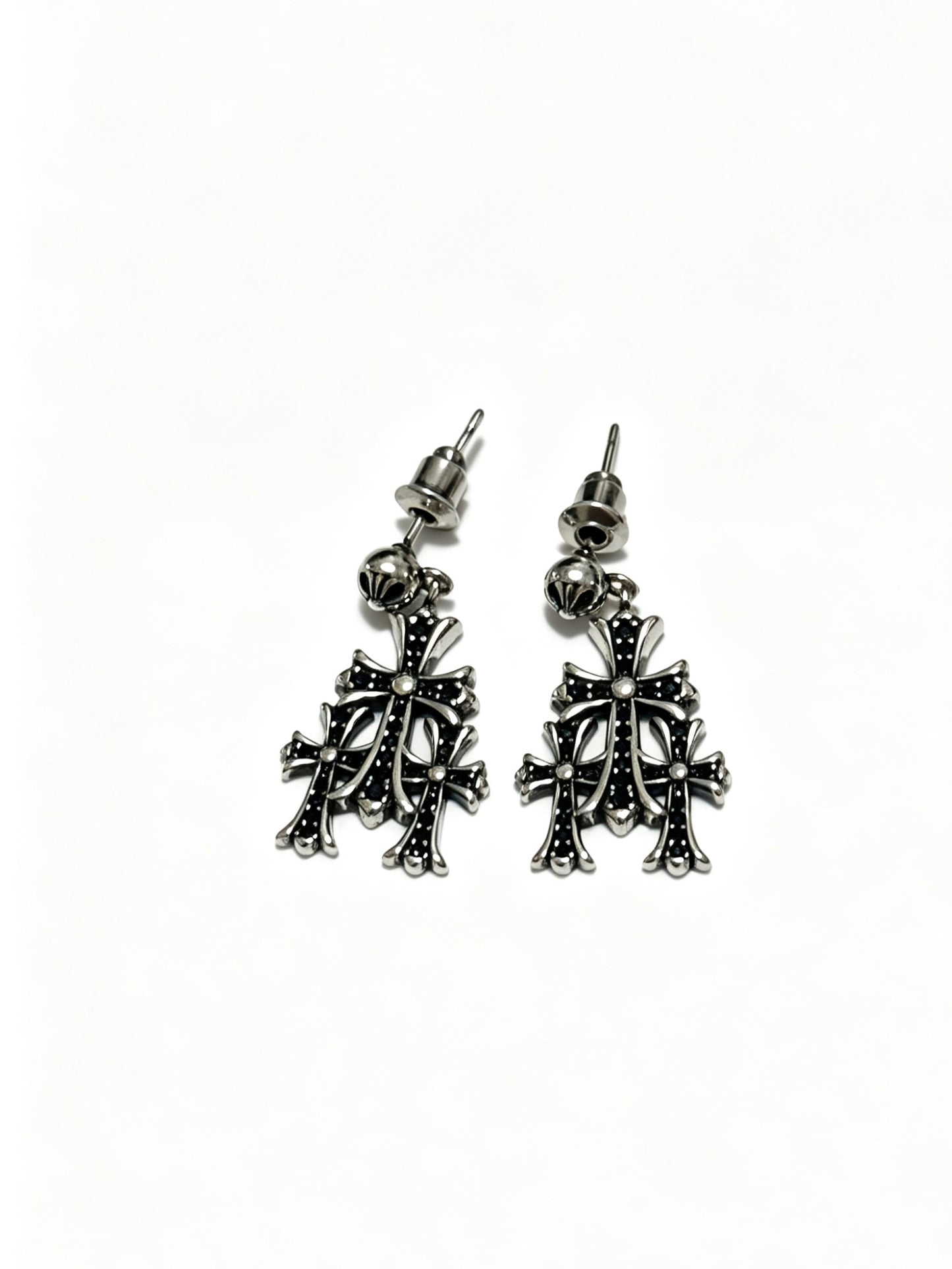 Cross Statement Earrings in Metal-Tone – Design 08 front product view