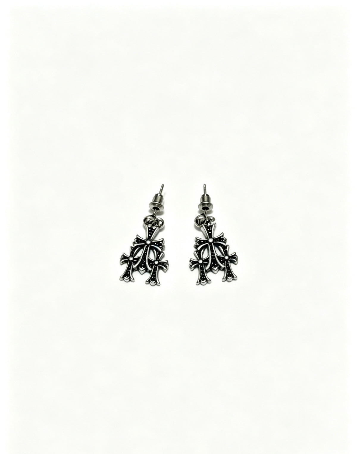Signature Emblem Statement Earrings in Polished Metal-Tone – Design 017 styled product view