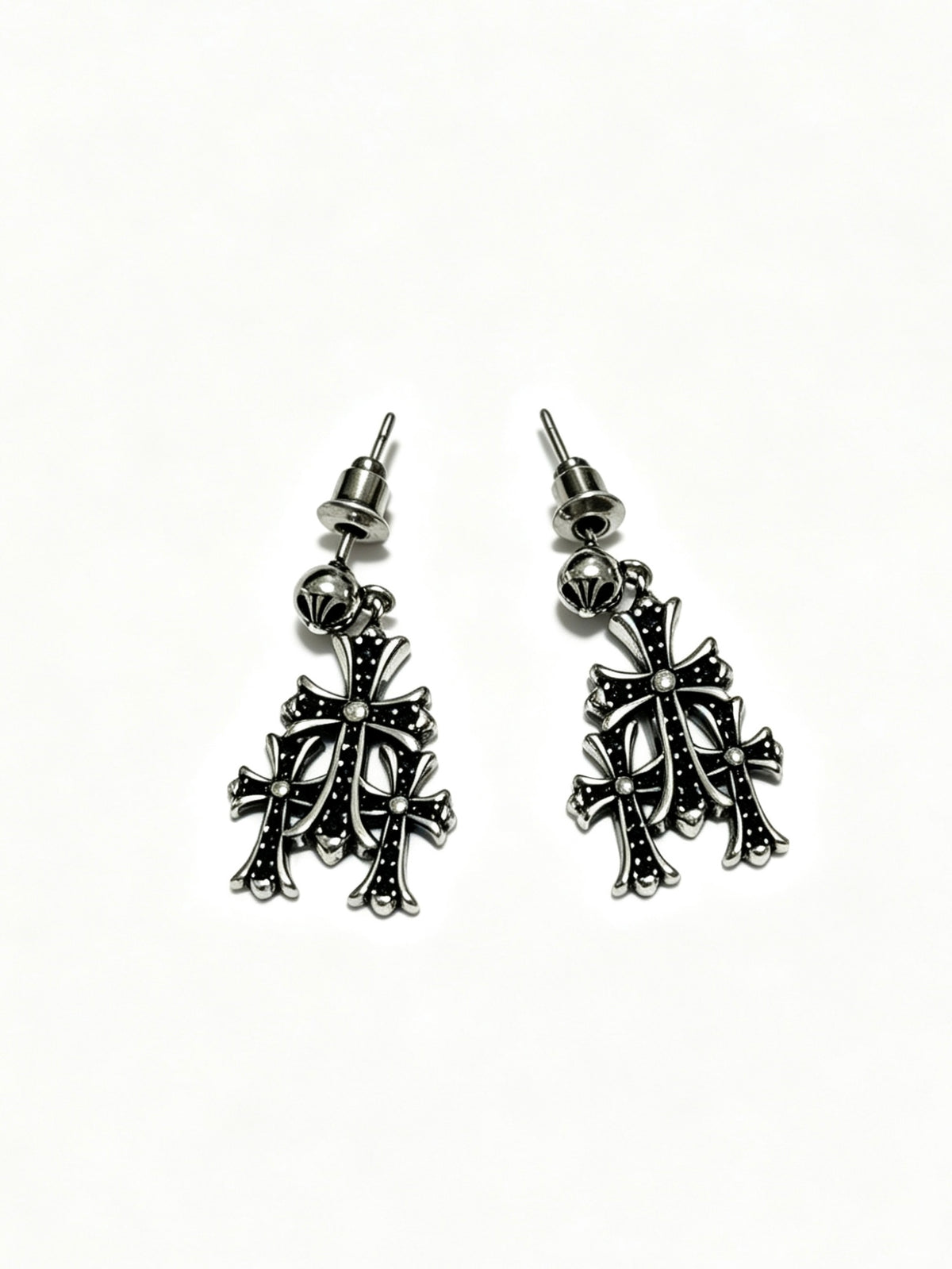 Cross Statement Earrings in Metal-Tone – Design 08 detail view