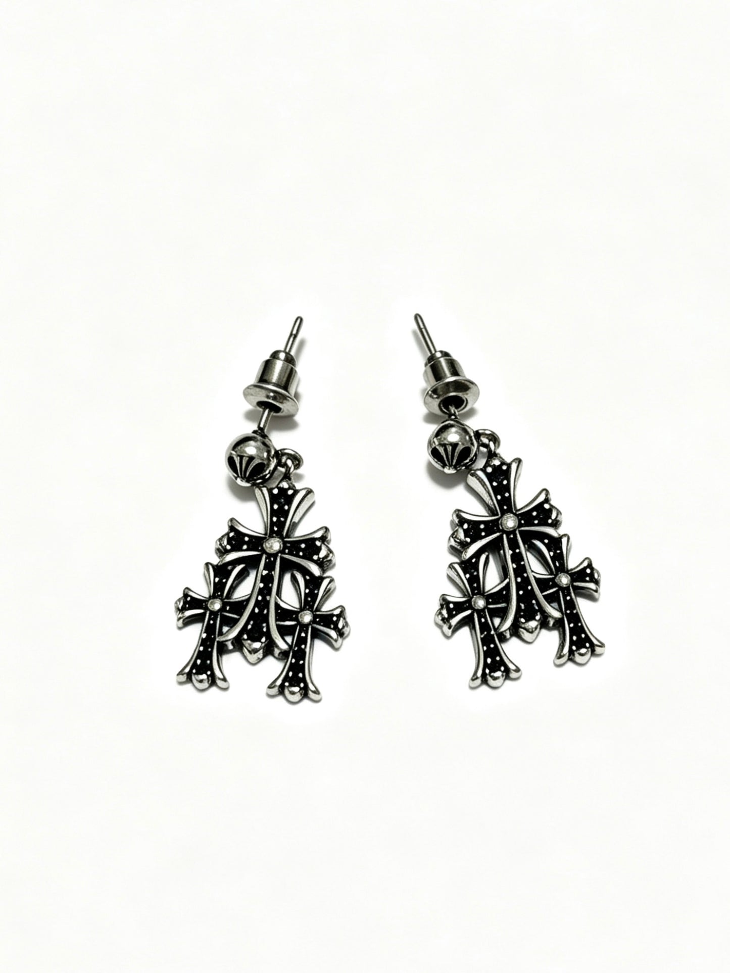 Signature Emblem Statement Earrings in Polished Metal-Tone – Design 017 detail view