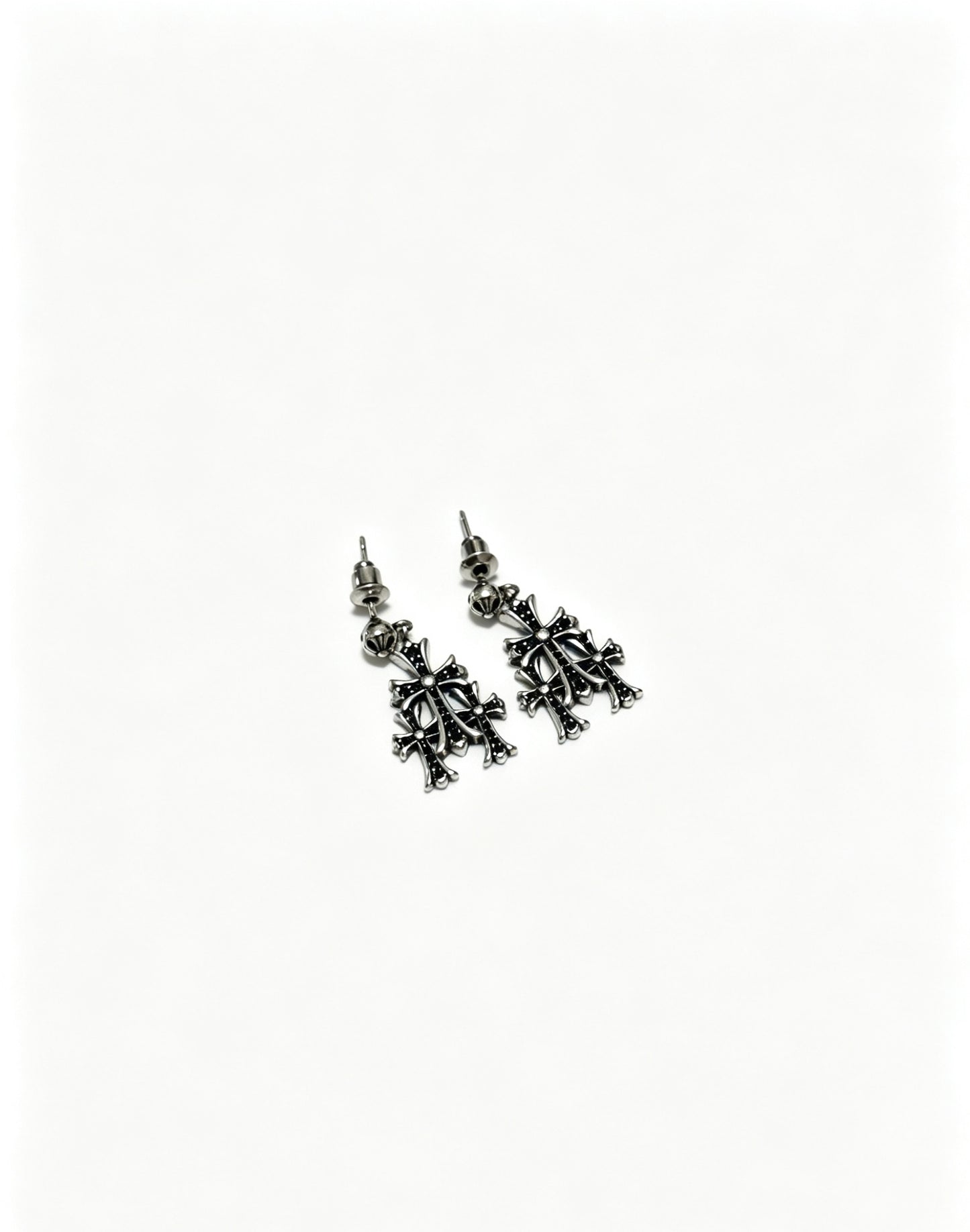 Cross Statement Earrings in Metal-Tone – Design 08 main product view