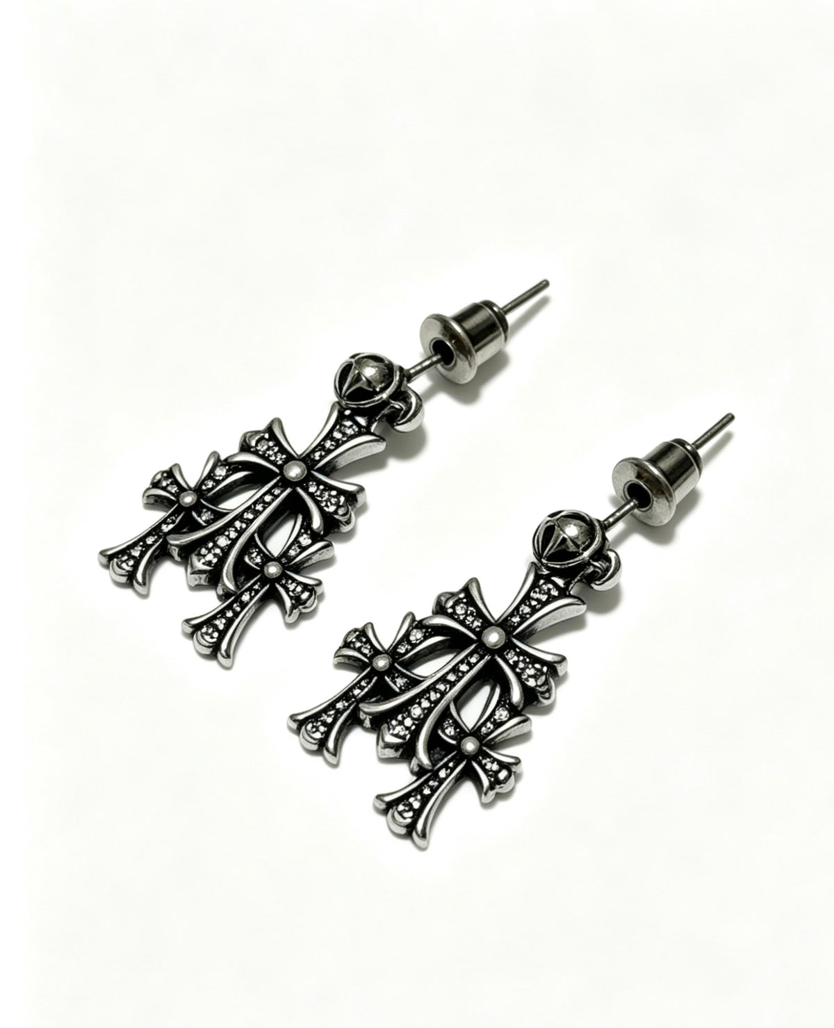 Signature Emblem Statement Earrings in Polished Metal-Tone – Design 016 detail view