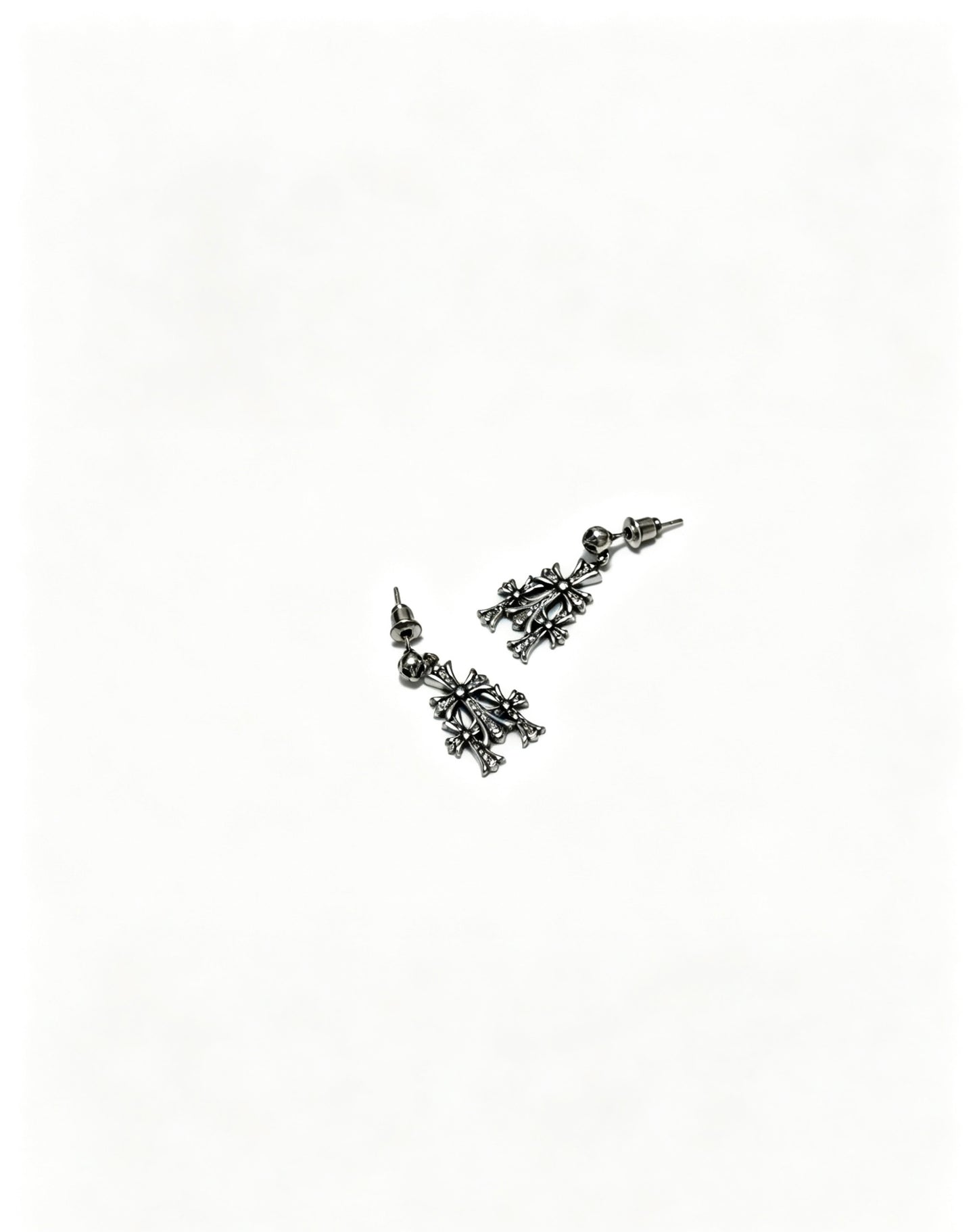 Signature Emblem Statement Earrings in Polished Metal-Tone – Design 016 styled product view