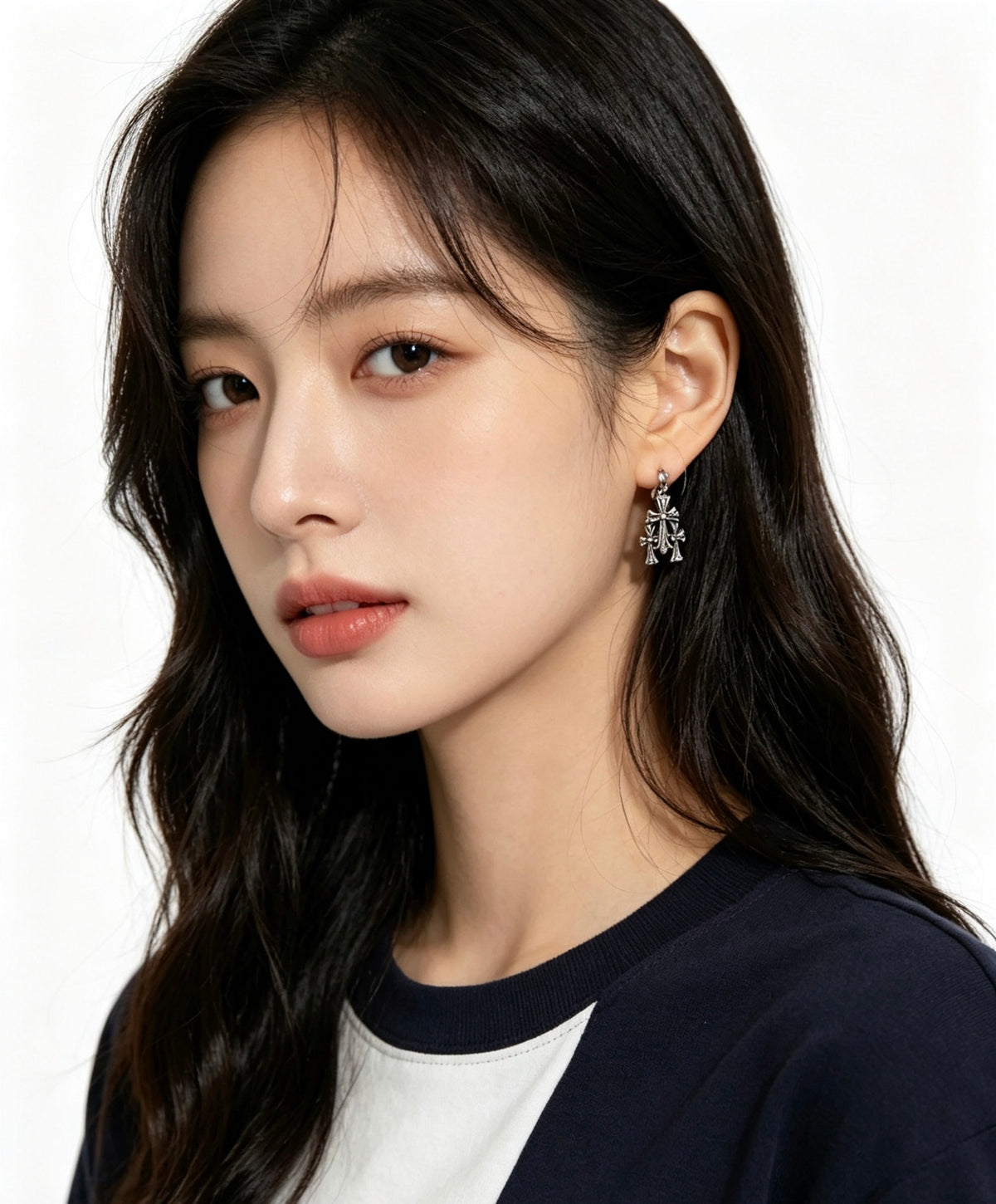 Signature Emblem Statement Earrings in Polished Metal-Tone – Design 016 front product view