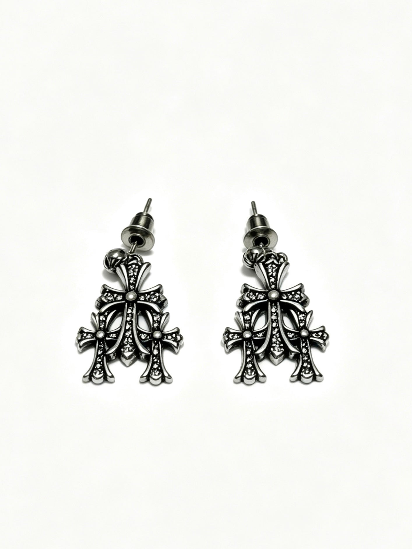 Cross Statement Earrings in Metal-Tone – Design 07 side detail