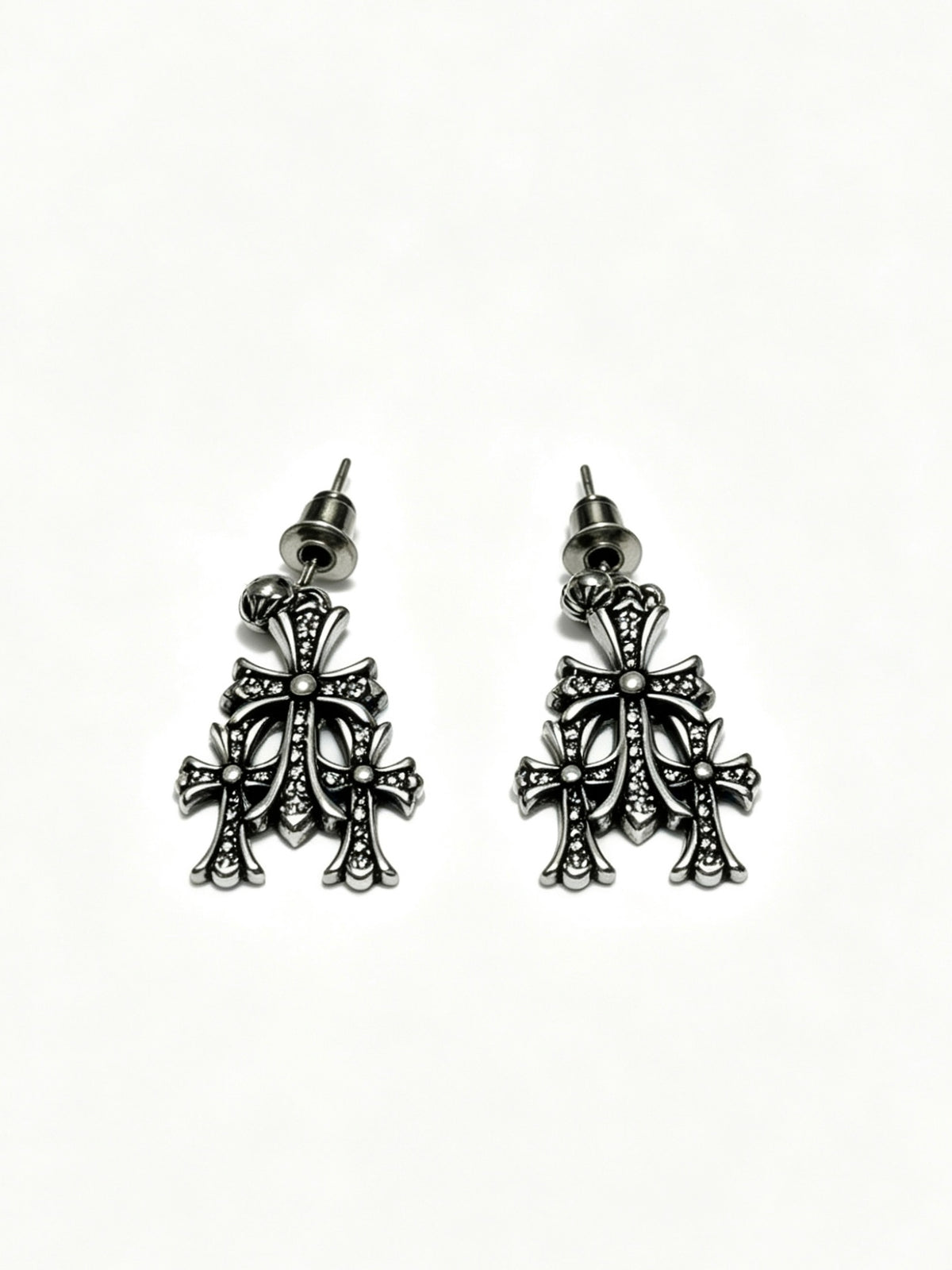 Signature Emblem Statement Earrings in Polished Metal-Tone – Design 016 side detail