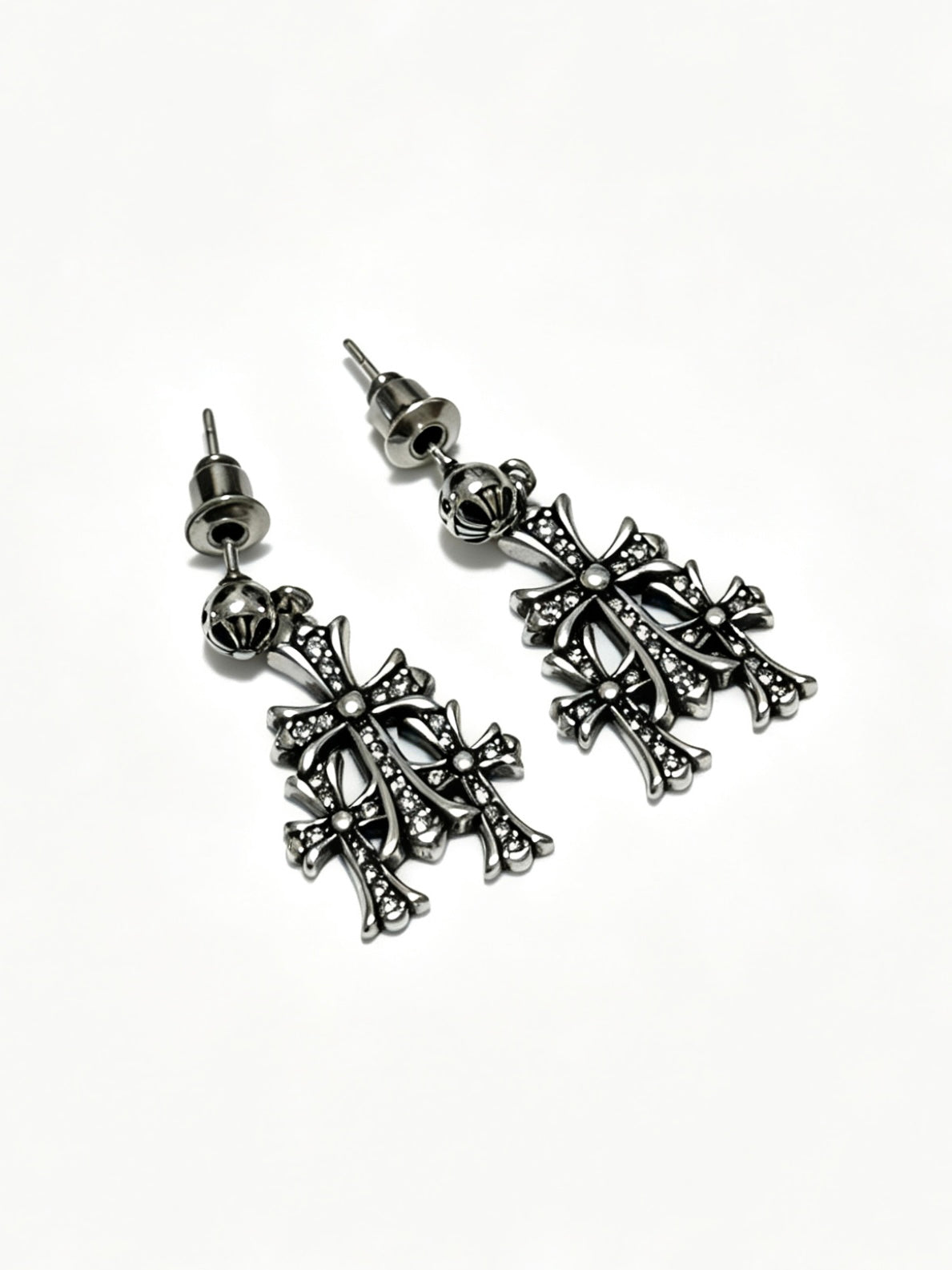 Cross Statement Earrings in Metal-Tone – Design 07 close-up detail