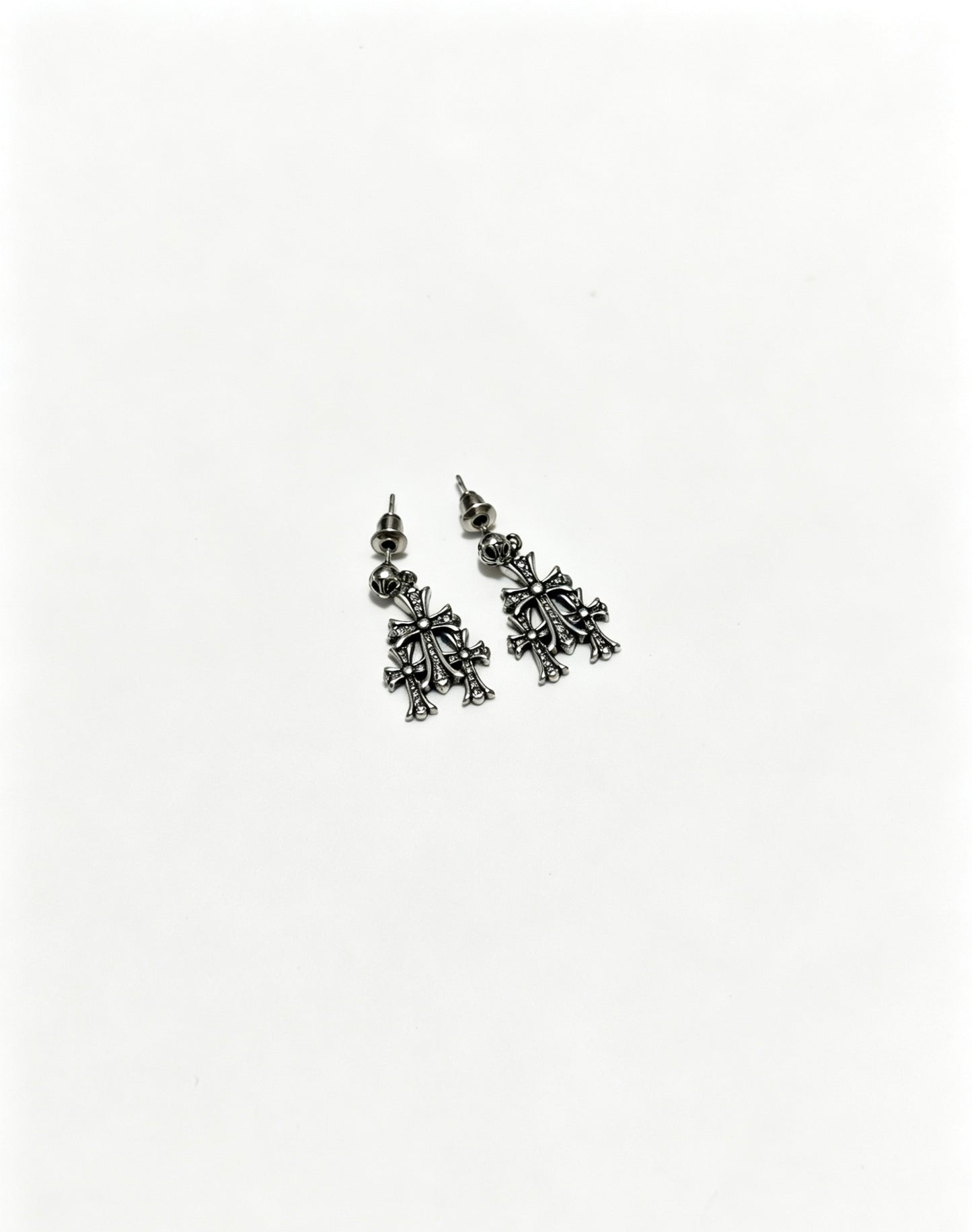 Signature Emblem Statement Earrings in Polished Metal-Tone – Design 016 front product view
