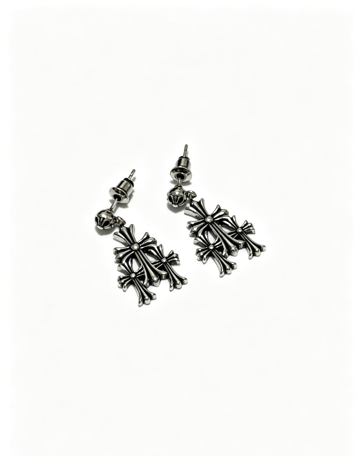 Signature Emblem Statement Earrings in Polished Metal-Tone – Design 015 close-up detail