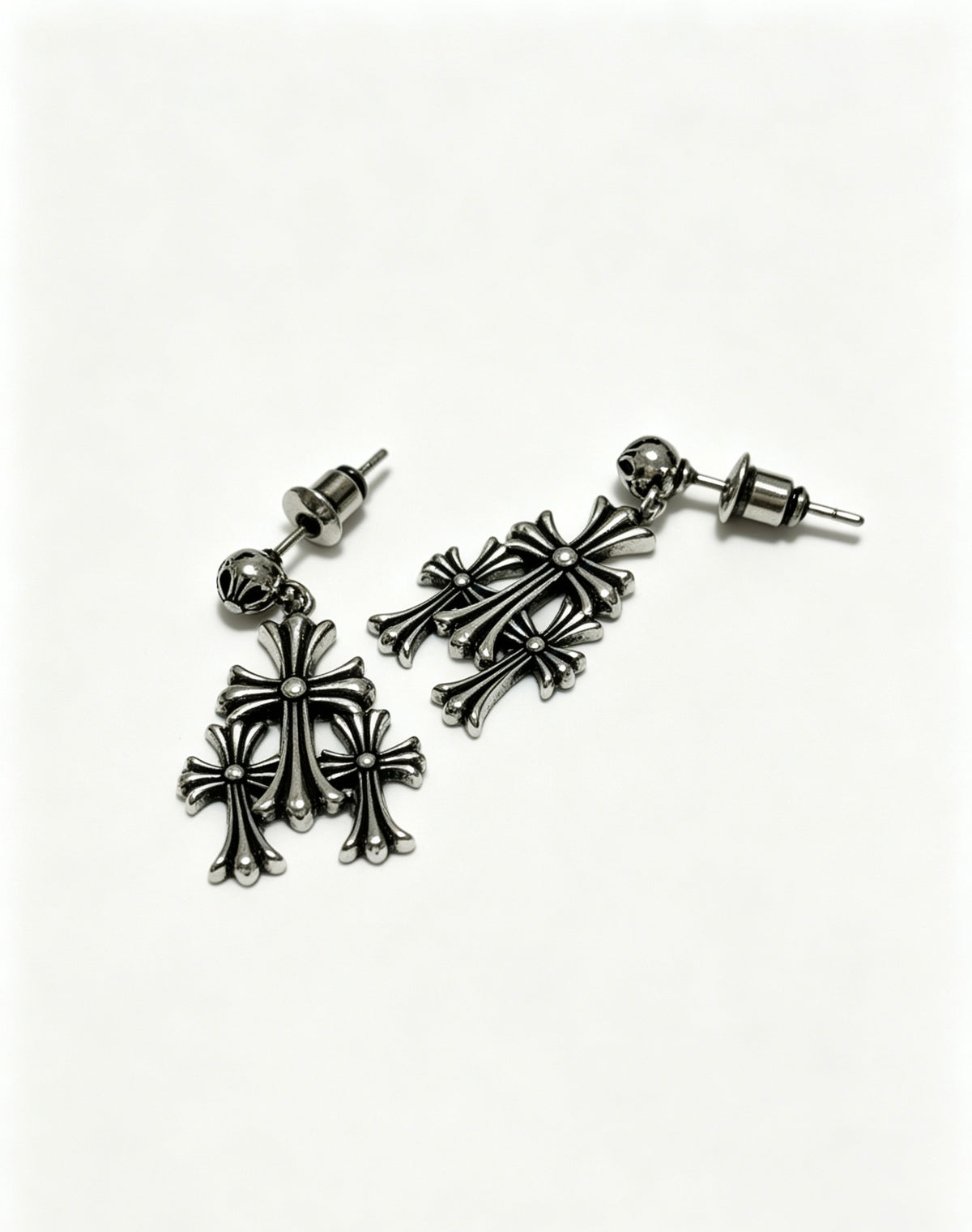 Cross Statement Earrings in Metal-Tone – Design 06 front product view