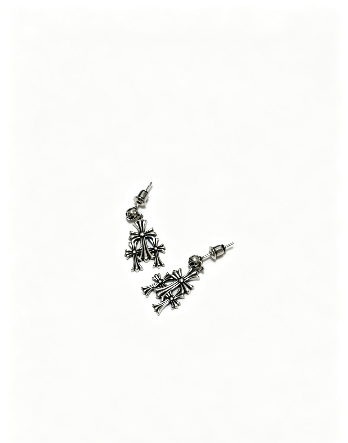 Signature Emblem Statement Earrings in Polished Metal-Tone – Design 015 detail view