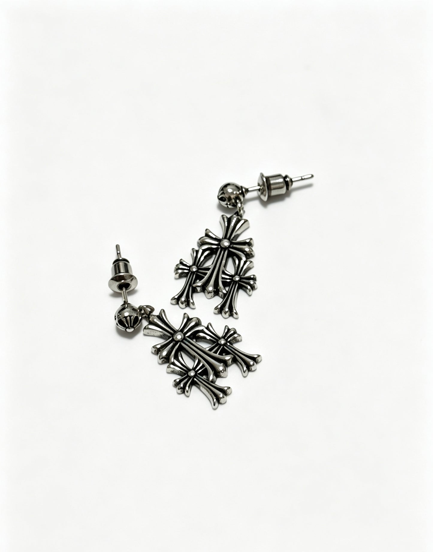Signature Emblem Statement Earrings in Polished Metal-Tone – Design 015 styled product view