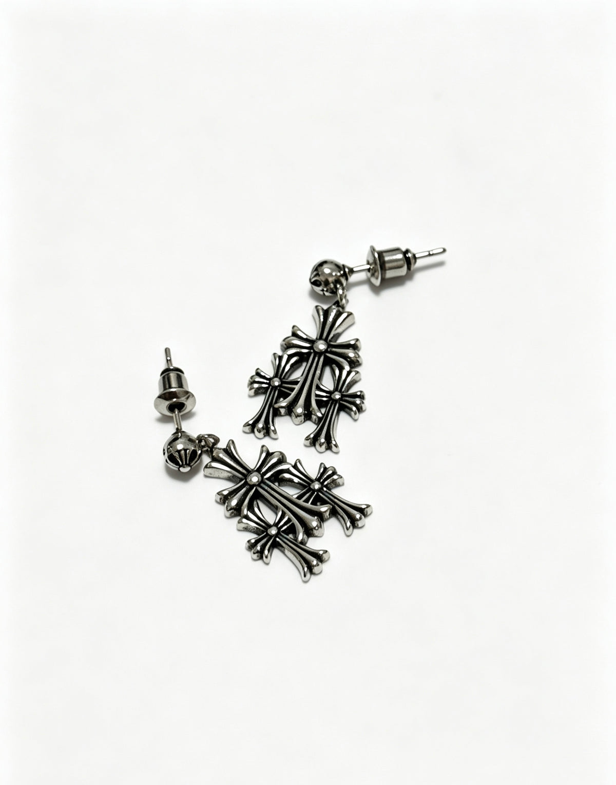 Signature Emblem Statement Earrings in Polished Metal-Tone – Design 015 styled product view