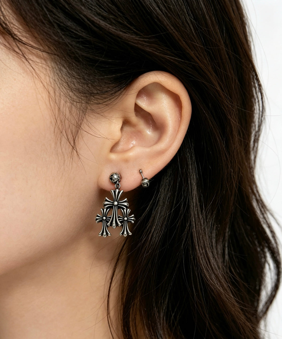 Cross Statement Earrings in Metal-Tone – Design 06 main product view