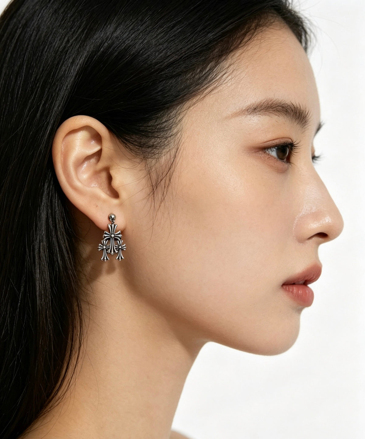 Signature Emblem Statement Earrings in Polished Metal-Tone – Design 015 front product view