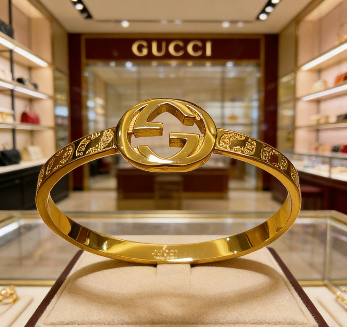 Double-G Emblem Bangle in Polished Metal-Tone – Design 004 main product view