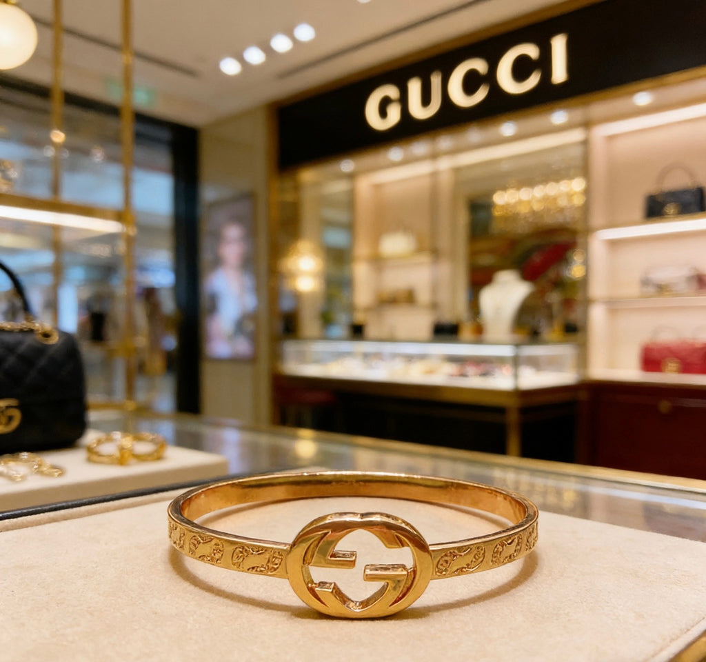 Double-G Emblem Bangle in Polished Metal-Tone – Design 010 main product view