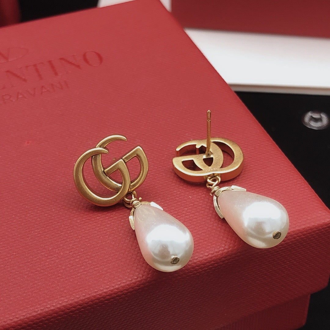 Geometric Emblem Stud Earrings in Gold-Tone – Design 001 side detail