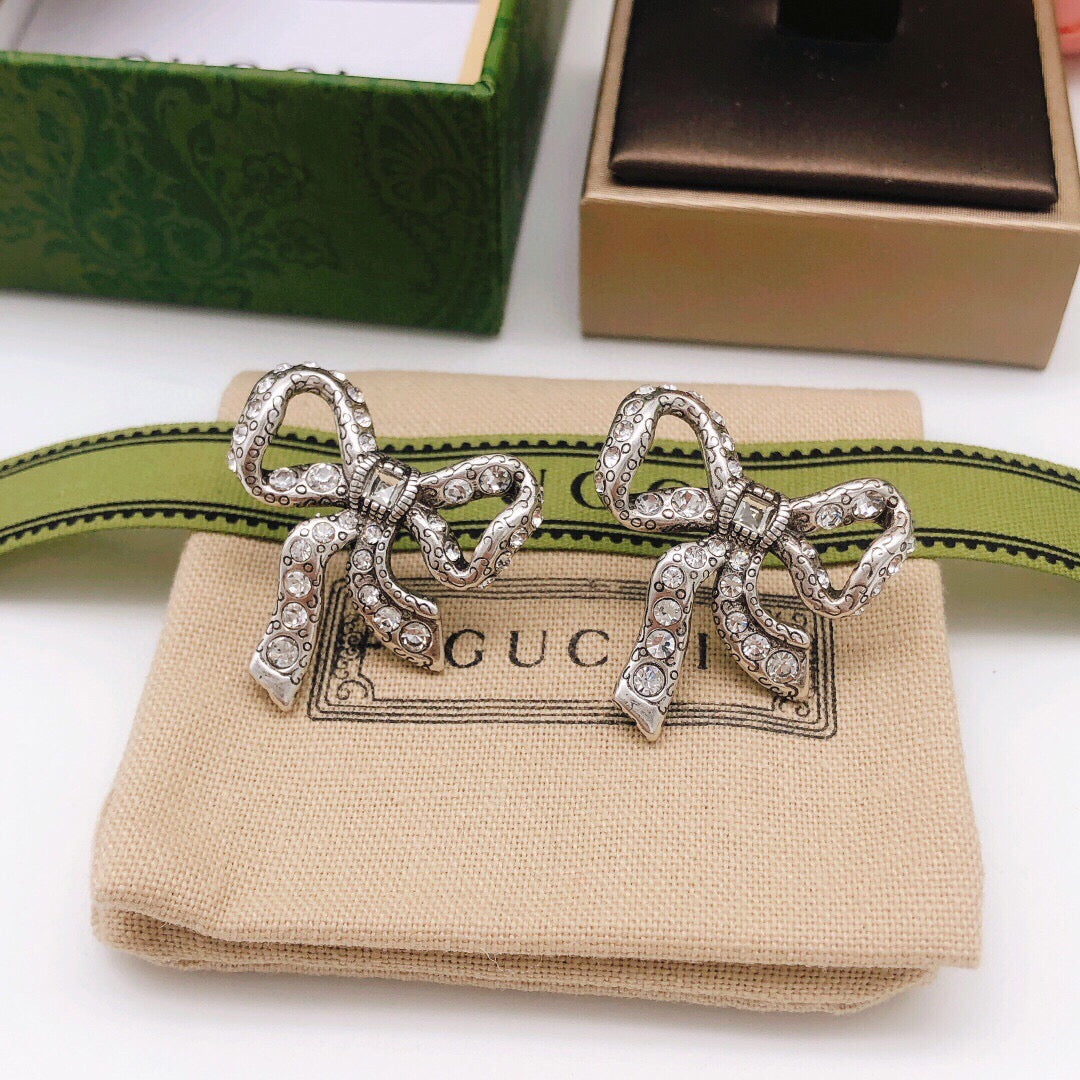 Bow Crystal-Accent Stud Earrings detail view