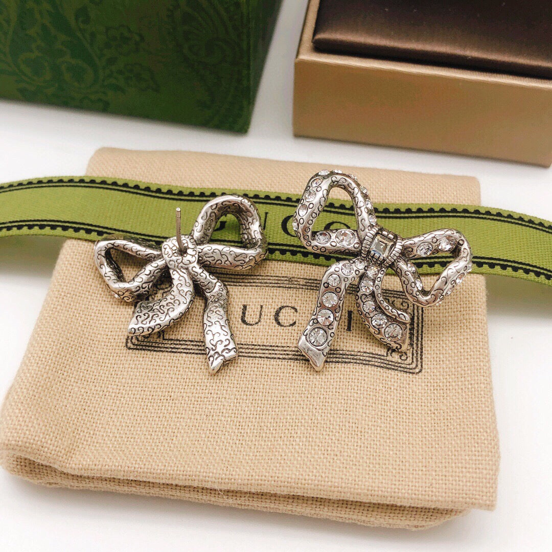 Bow Crystal-Accent Stud Earrings side detail