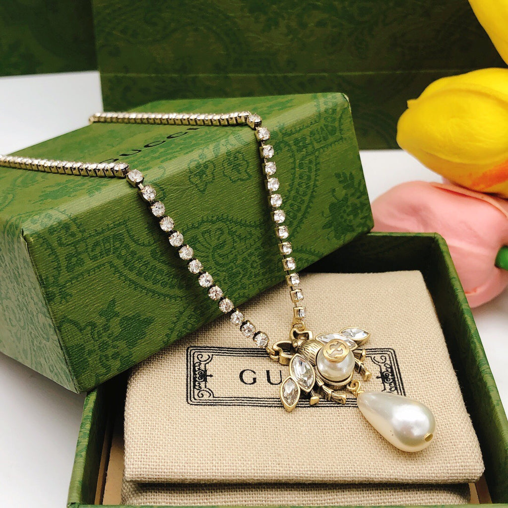 Bee Pendant Necklace in Gold-Tone – Bee Detail front product view