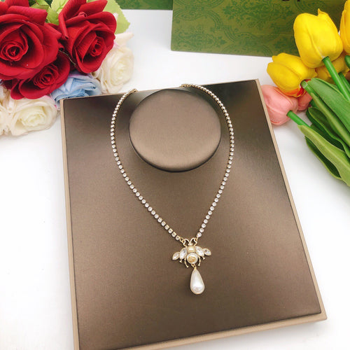 Bee Pendant Necklace in Gold-Tone – Bee Detail front product view