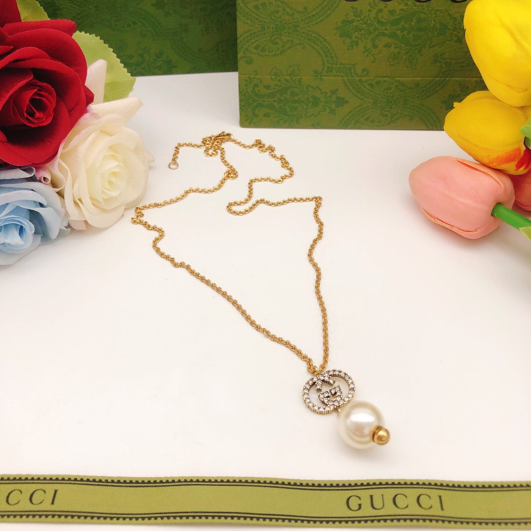Double-G Emblem Pendant Necklace in Gold-Tone – Design 007 main product view