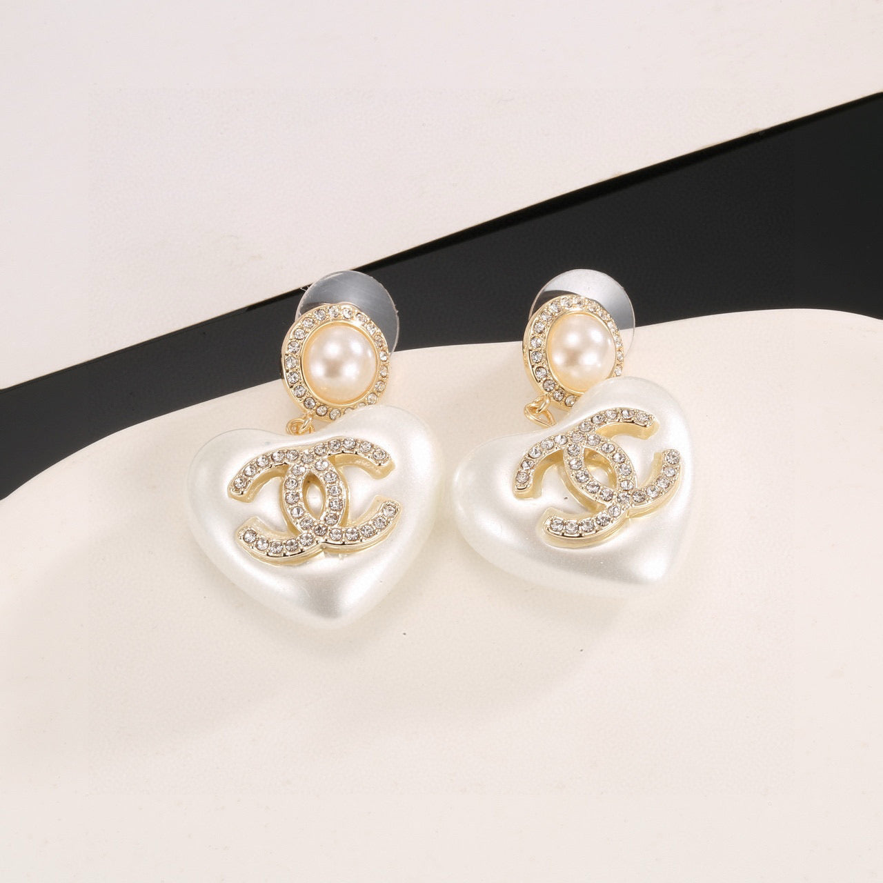 Signature Emblem Stud Earrings in Polished Metal-Tone – Design 017 styled product view