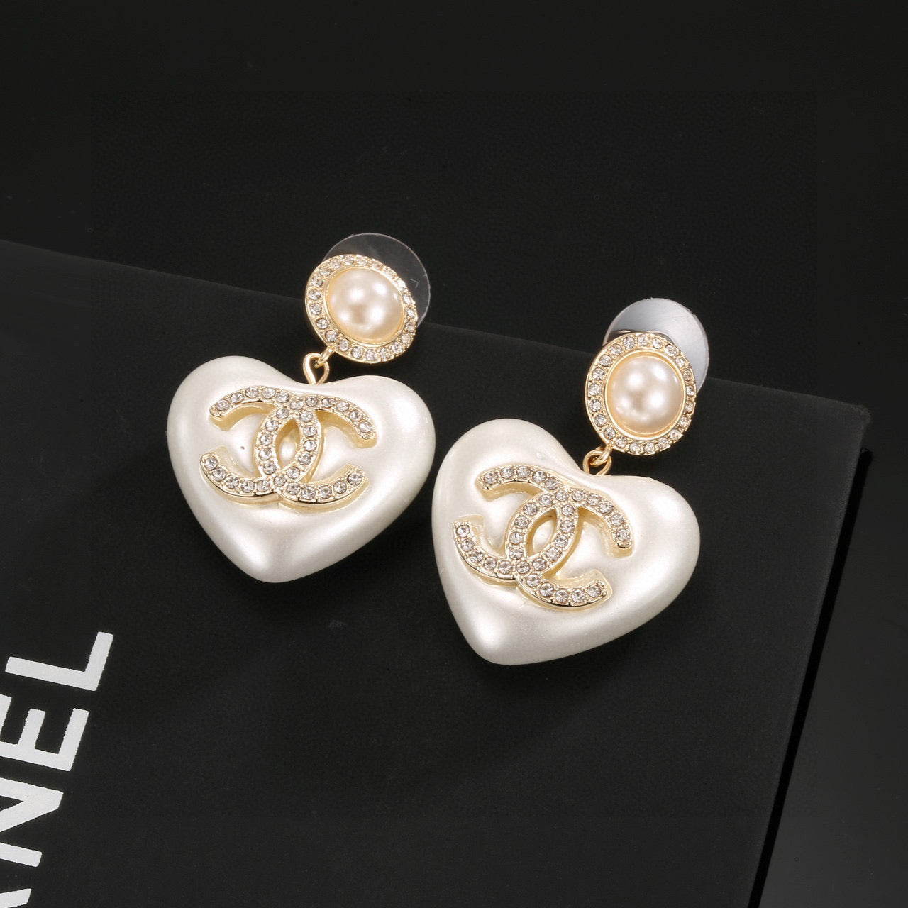 Signature Emblem Stud Earrings in Polished Metal-Tone – Design 015 side detail