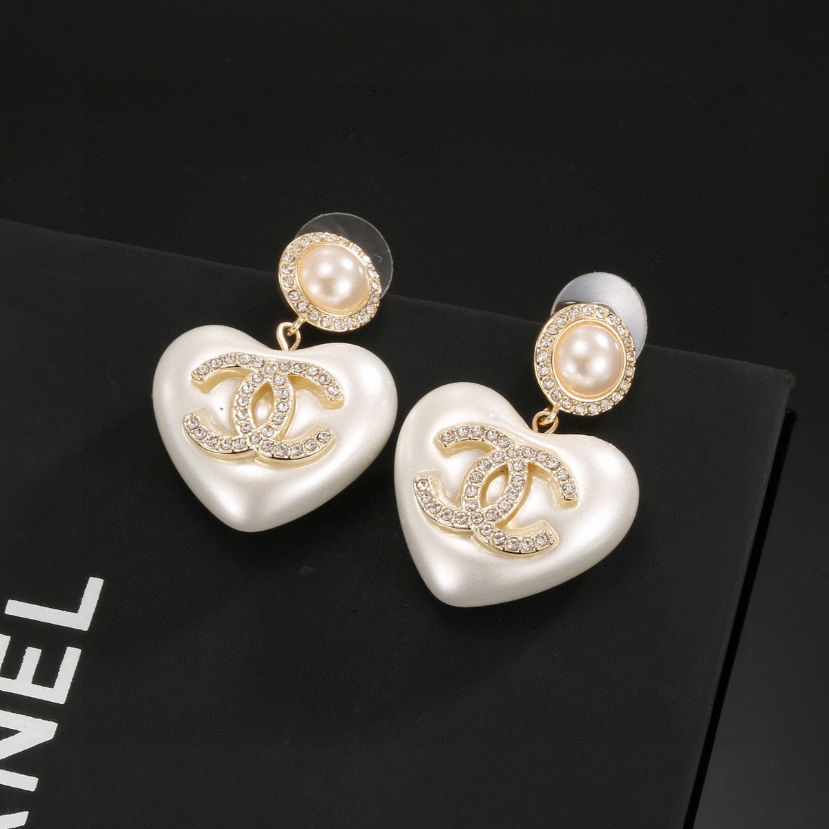 Signature Emblem Stud Earrings in Polished Metal-Tone – Design 015 side detail