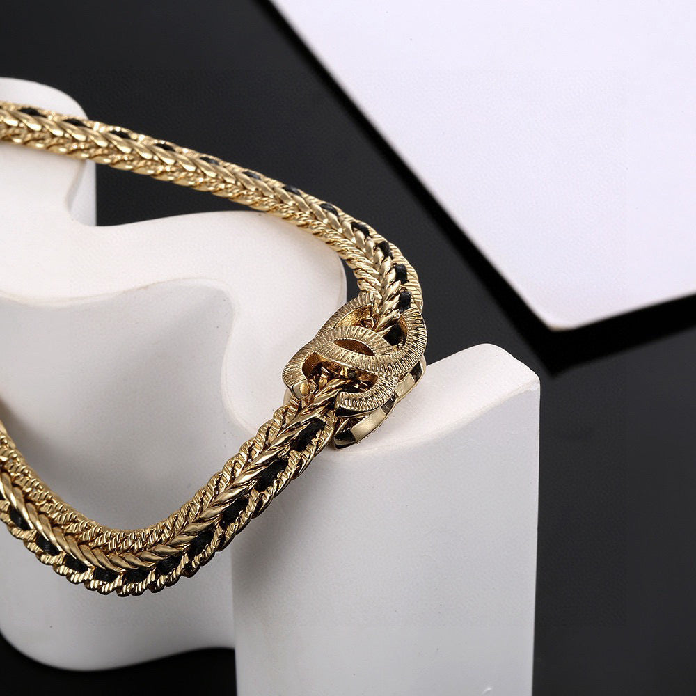 Signature Emblem Pendant Necklace in Gold-Tone – Design 017 main product view