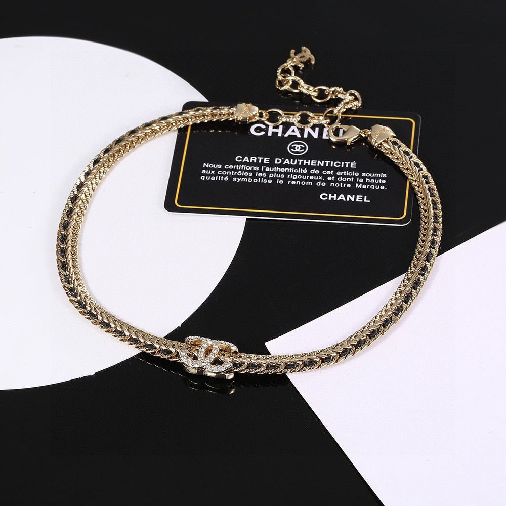 Signature Emblem Pendant Necklace in Gold-Tone – Design 017 main product view