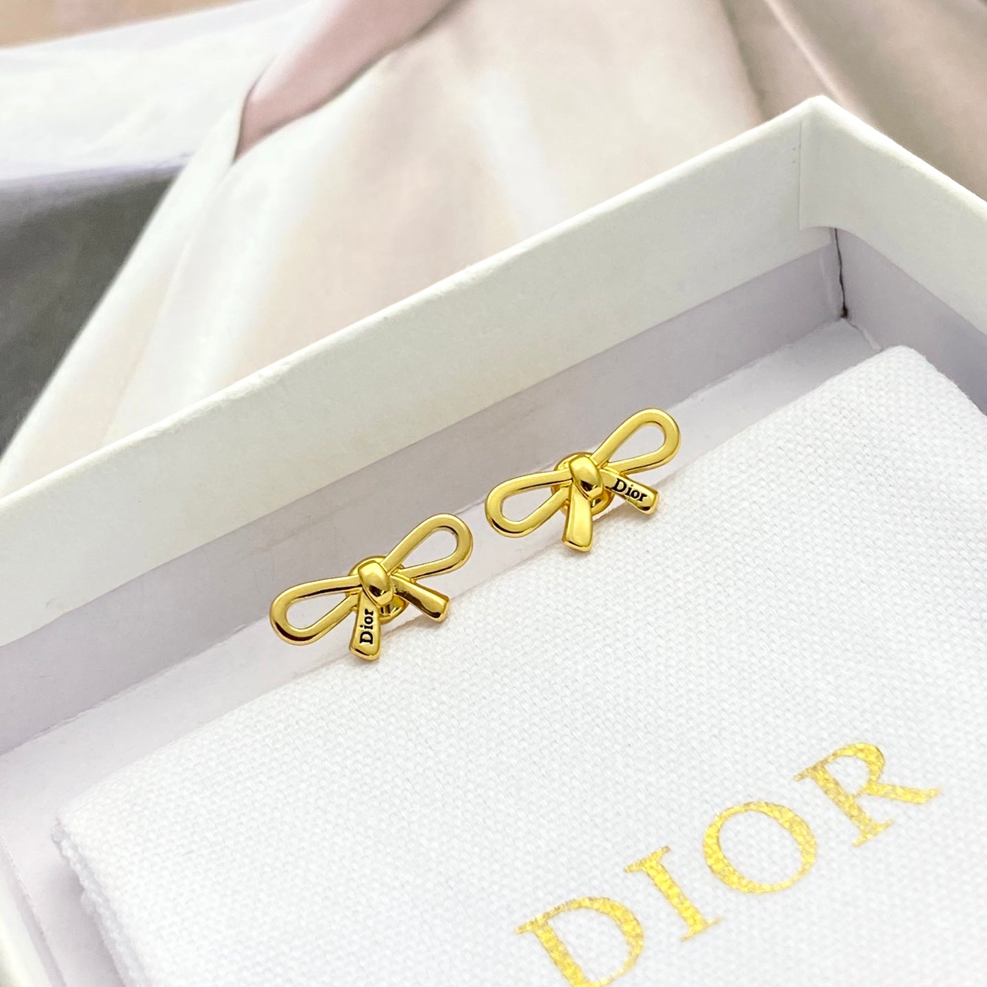 Bow & Butterfly Motif Stud Earrings in Gold-Tone with Openwork Detail main product view