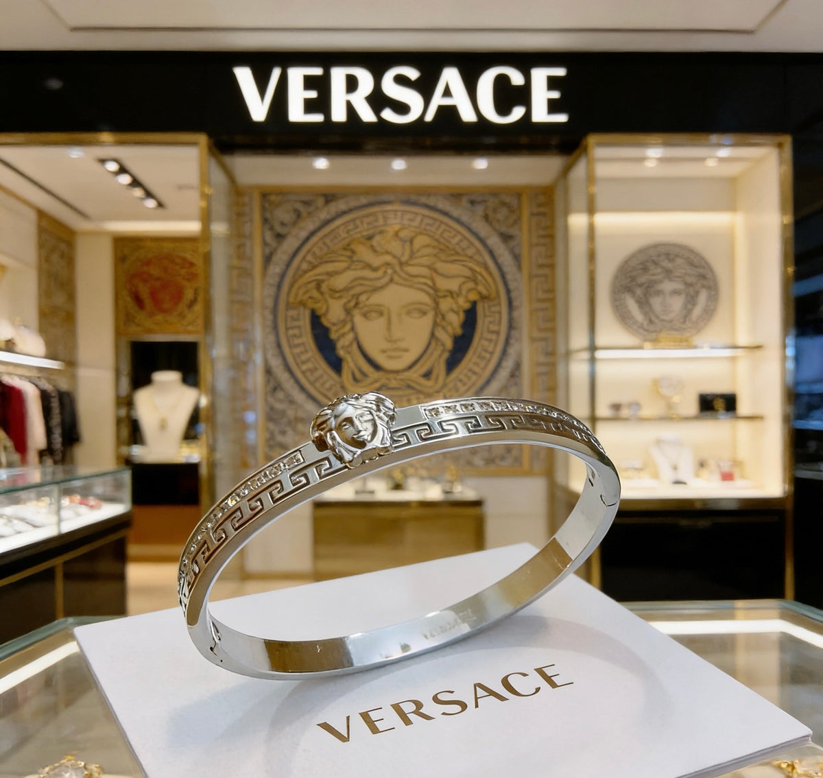 Medusa Head Statement Bracelet in Polished Metal-Tone – Design 02 detail view