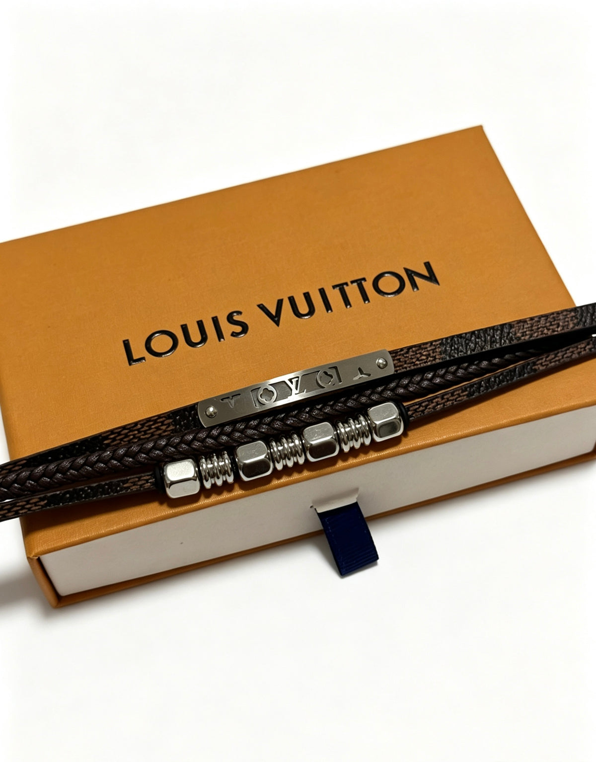 Chain Bangle in Silver-Tone – Blue Detail – Design 006 detail view