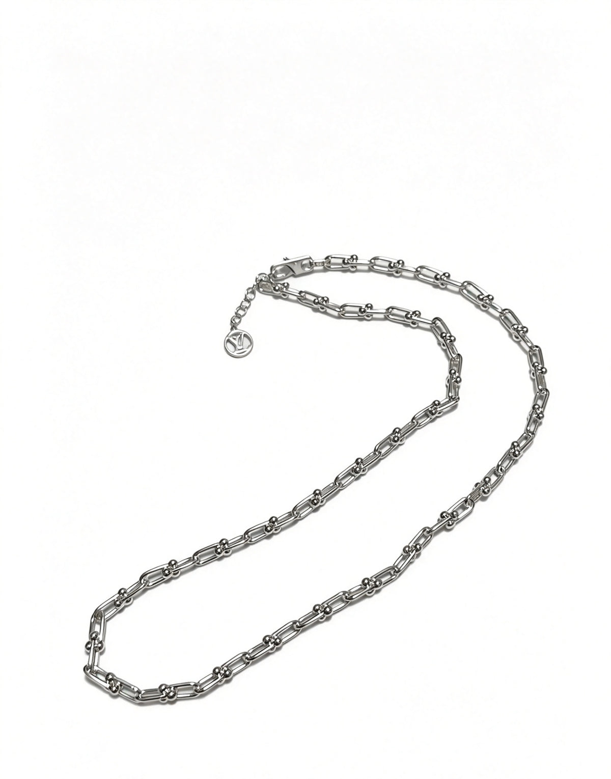 Geometric Emblem Pendant Necklace in Polished Metal-Tone – Design 008 styled product view