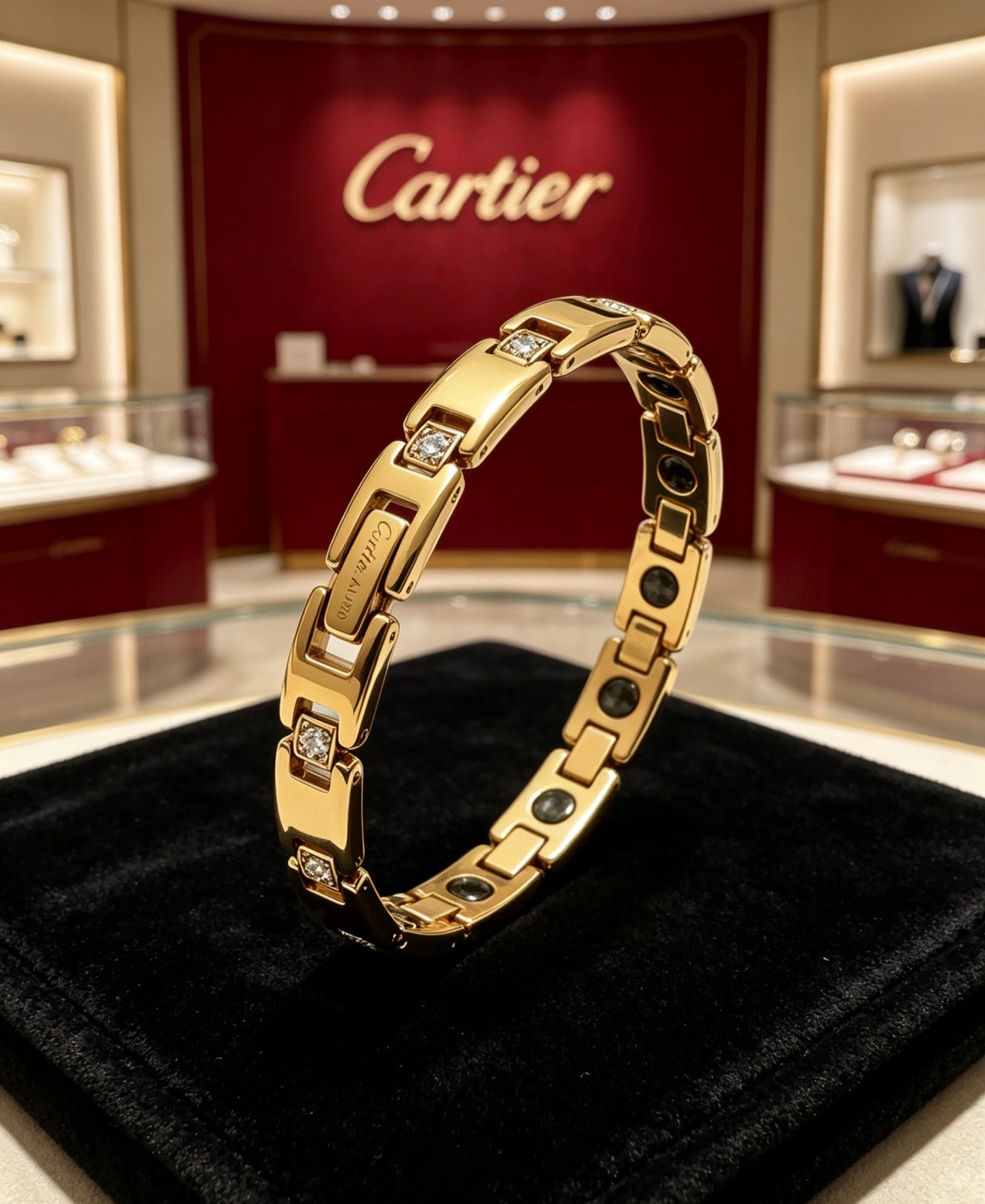 Sculptural Statement Bracelet in Gold-Tone – Design 28 side detail