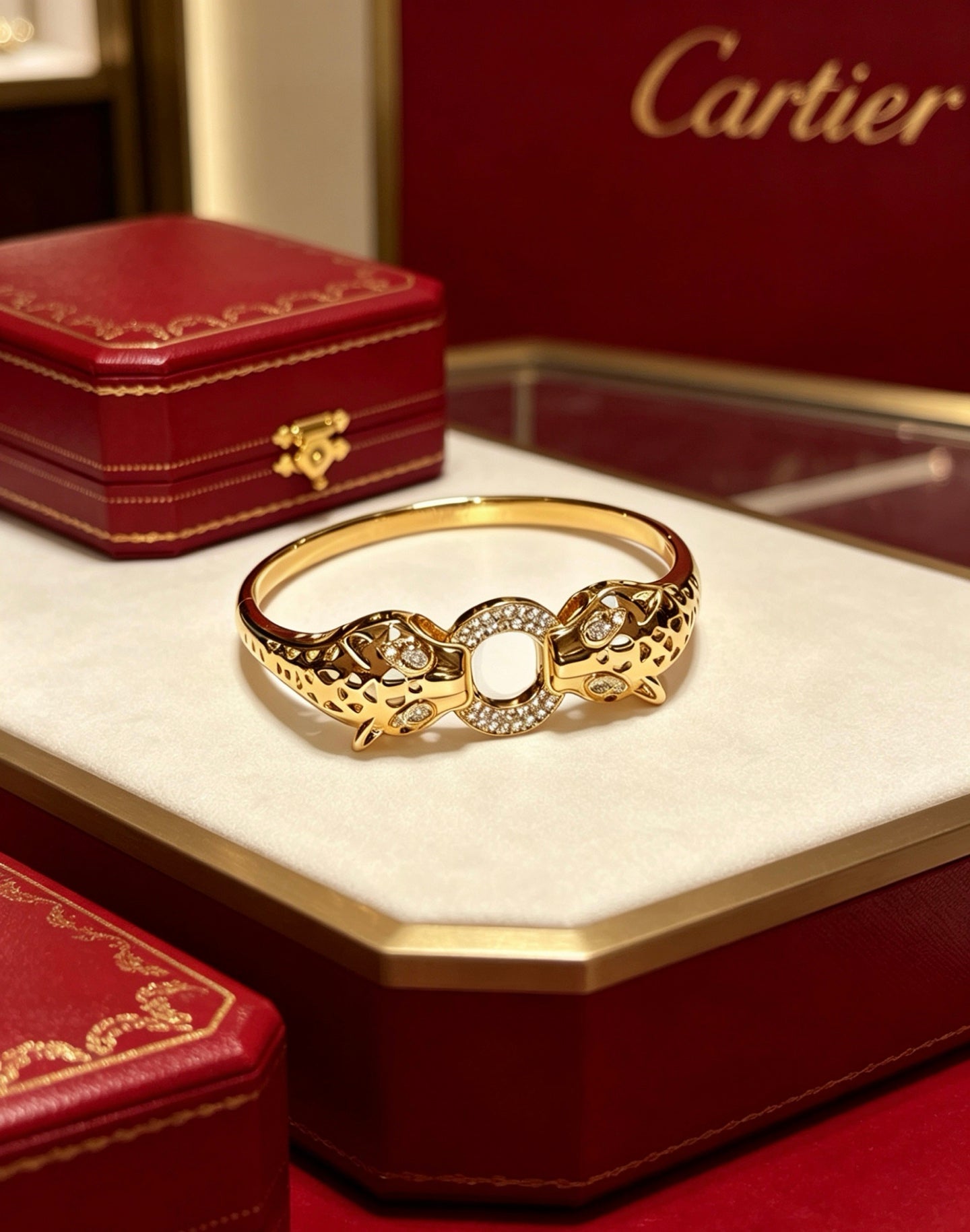 Sculptural Statement Bracelet in Gold-Tone – Design 26 front view