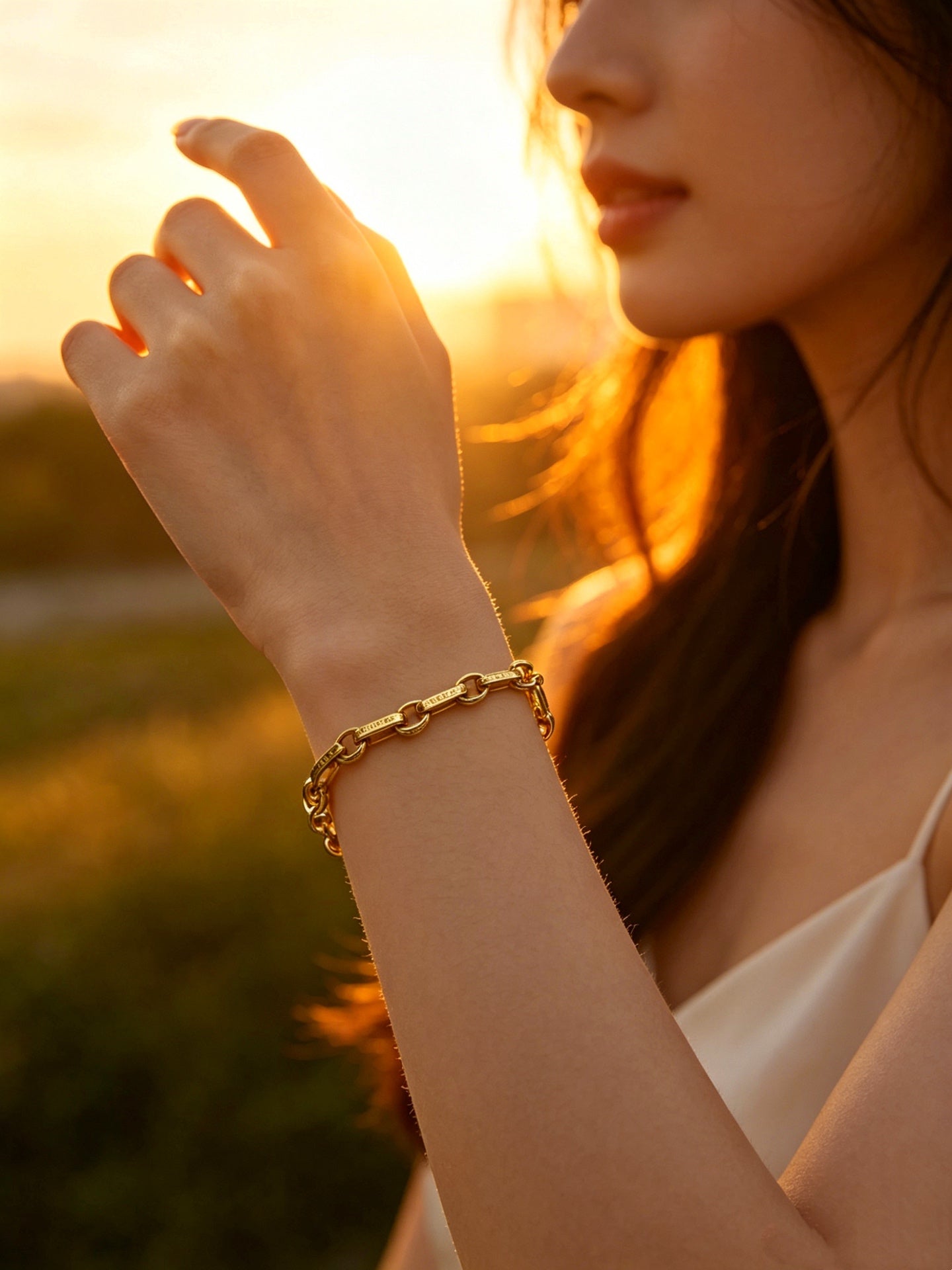 Signature Emblem Bracelet in Polished Metal-Tone – Design 018 front product view