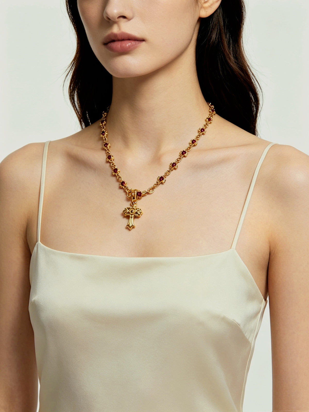 Signature Emblem Pendant Necklace in Polished Metal-Tone – Design 027 front product view