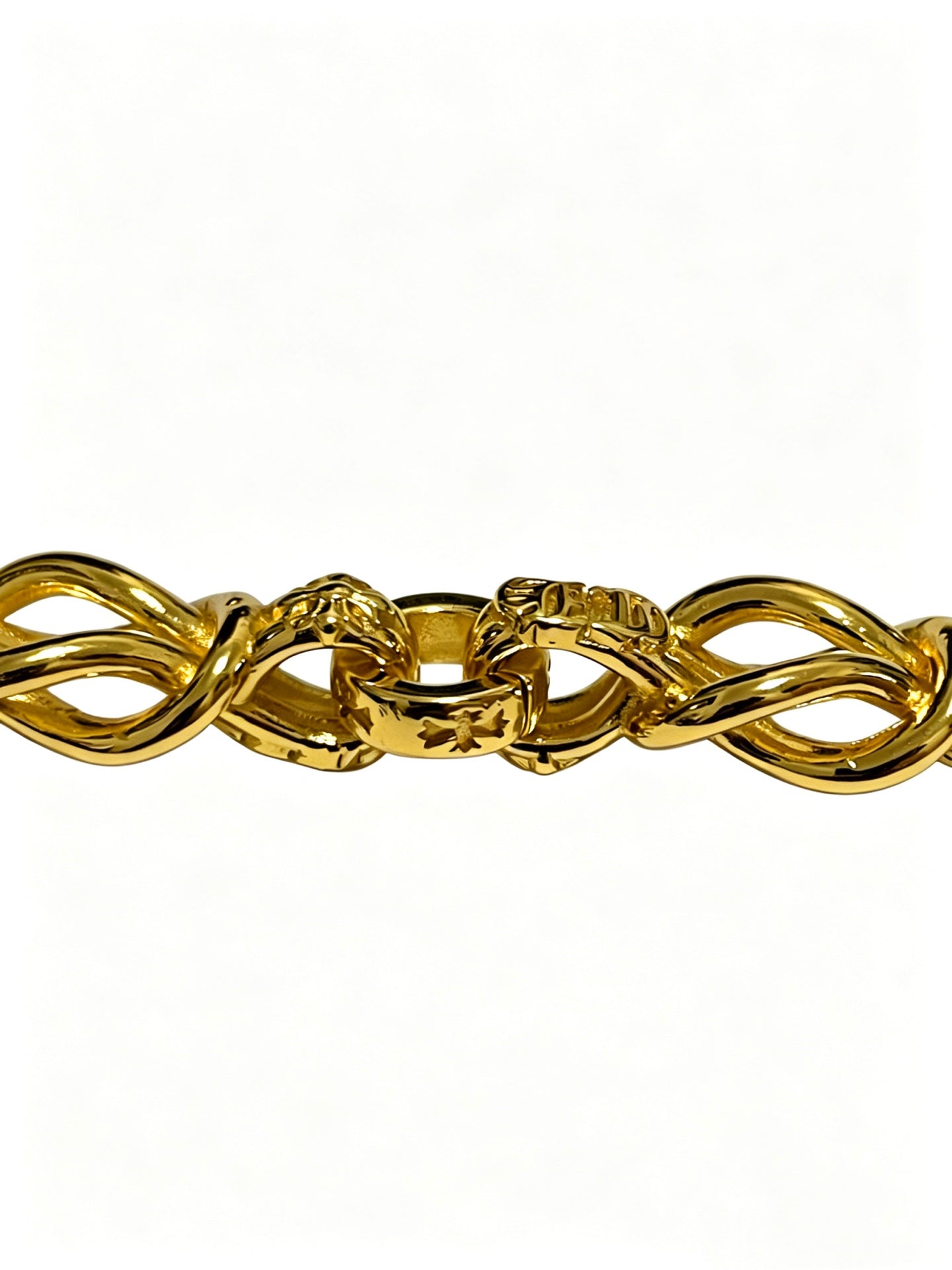 Signature Emblem Bracelet in Polished Metal-Tone – Design 017 side detail