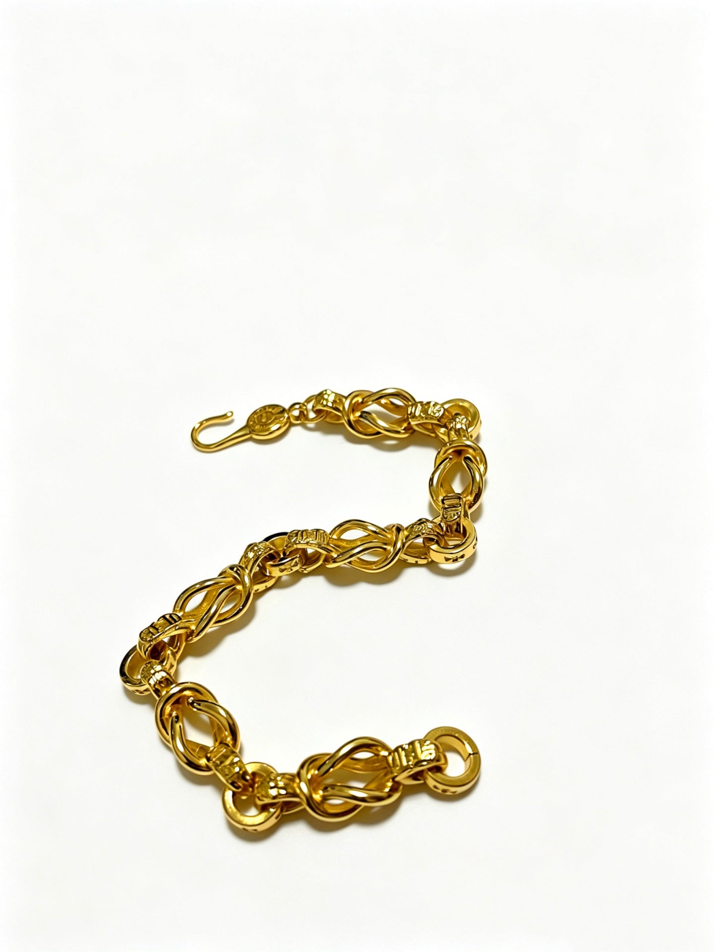 Signature Emblem Bracelet in Polished Metal-Tone – Design 017 detail view